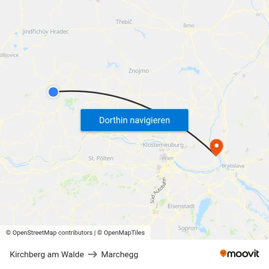 Kirchberg am Walde to Marchegg map