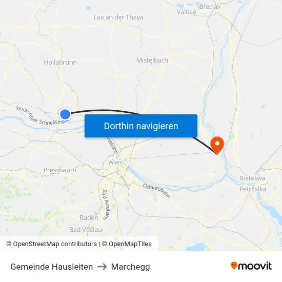 Gemeinde Hausleiten to Marchegg map