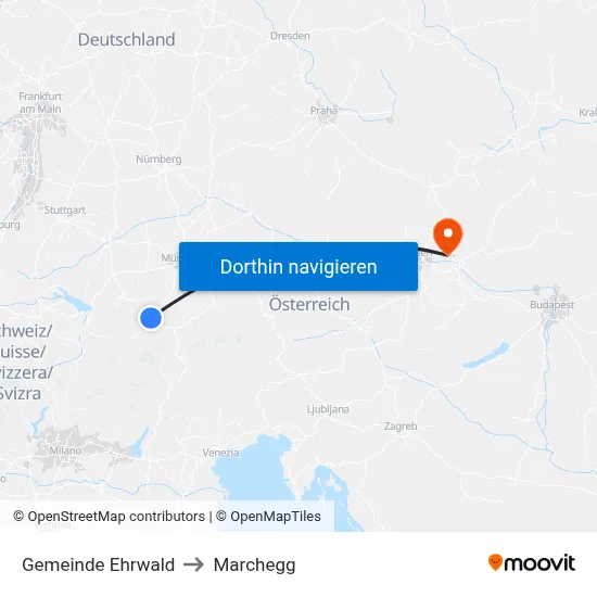 Gemeinde Ehrwald to Marchegg map