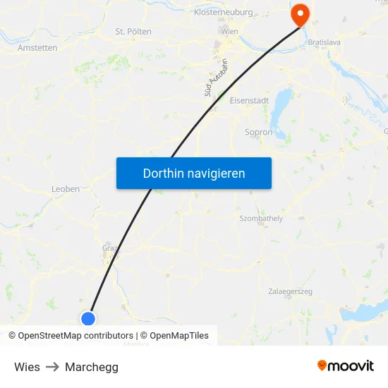 Wies to Marchegg map
