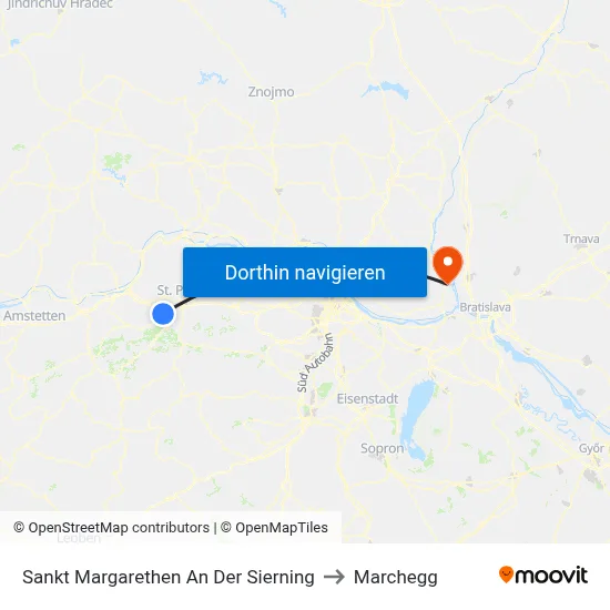 Sankt Margarethen An Der Sierning to Marchegg map