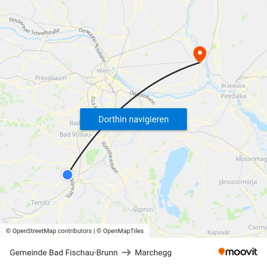 Gemeinde Bad Fischau-Brunn to Marchegg map
