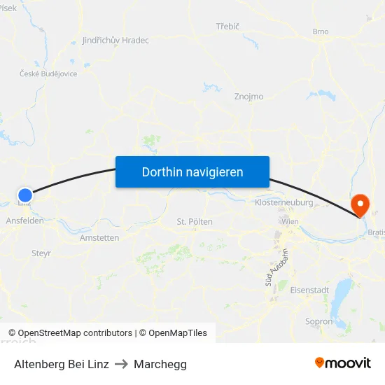 Altenberg Bei Linz to Marchegg map