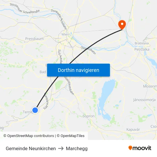 Gemeinde Neunkirchen to Marchegg map