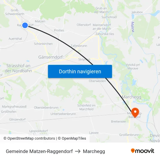 Gemeinde Matzen-Raggendorf to Marchegg map