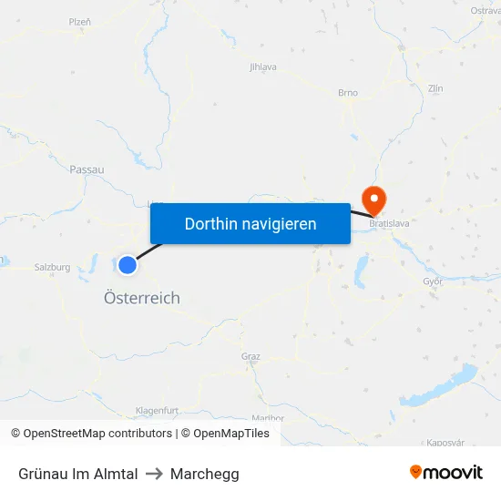 Grünau Im Almtal to Marchegg map