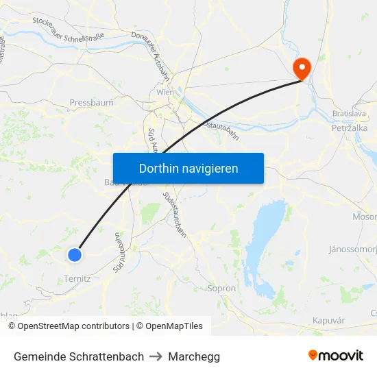 Gemeinde Schrattenbach to Marchegg map