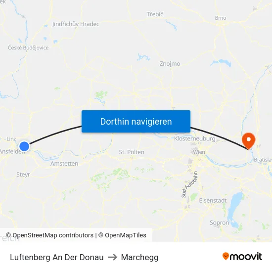 Luftenberg An Der Donau to Marchegg map