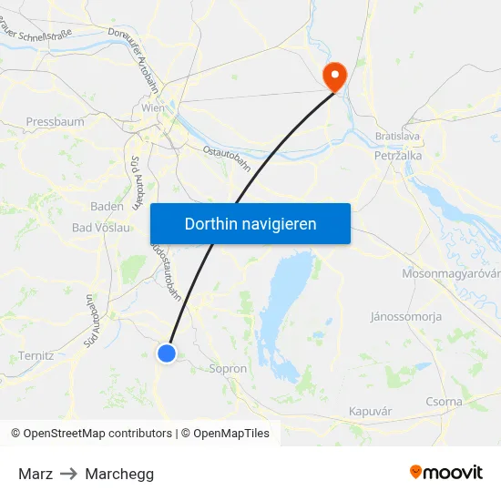 Marz to Marchegg map