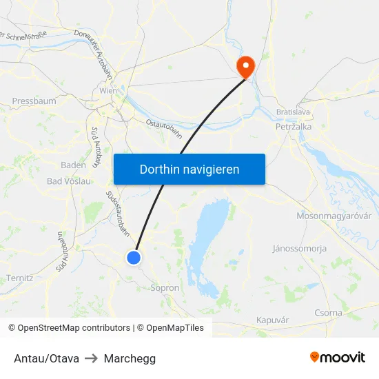 Antau/Otava to Marchegg map
