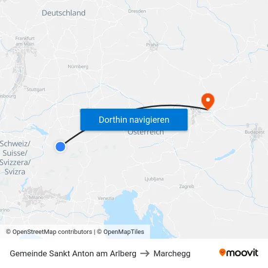 Gemeinde Sankt Anton am Arlberg to Marchegg map