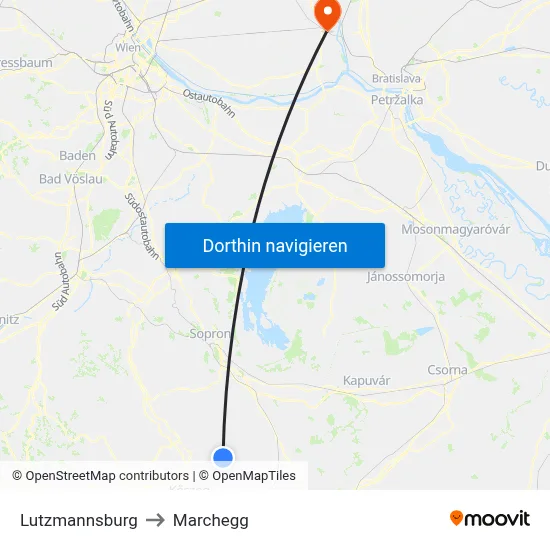 Lutzmannsburg to Marchegg map