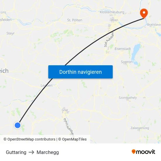 Guttaring to Marchegg map