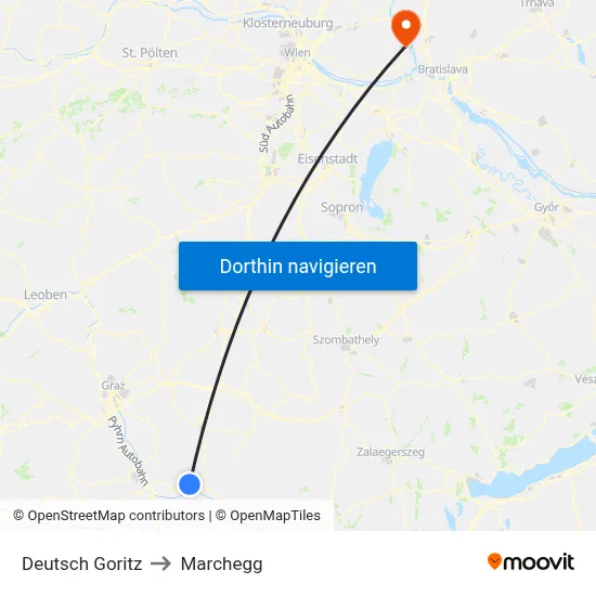 Deutsch Goritz to Marchegg map