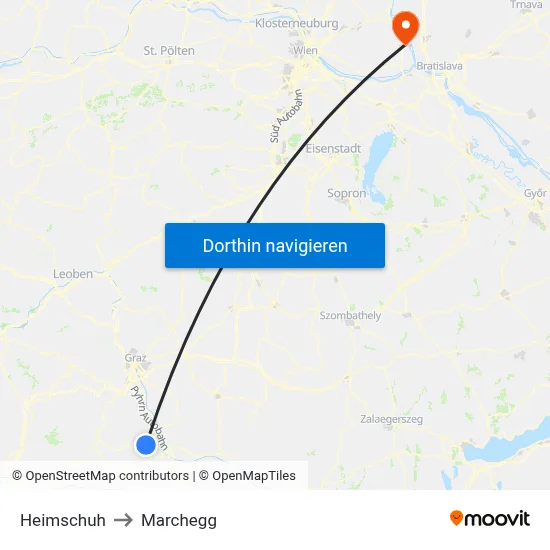 Heimschuh to Marchegg map