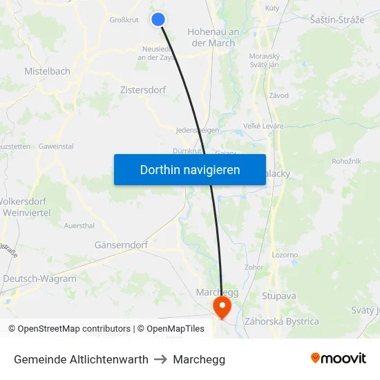 Gemeinde Altlichtenwarth to Marchegg map