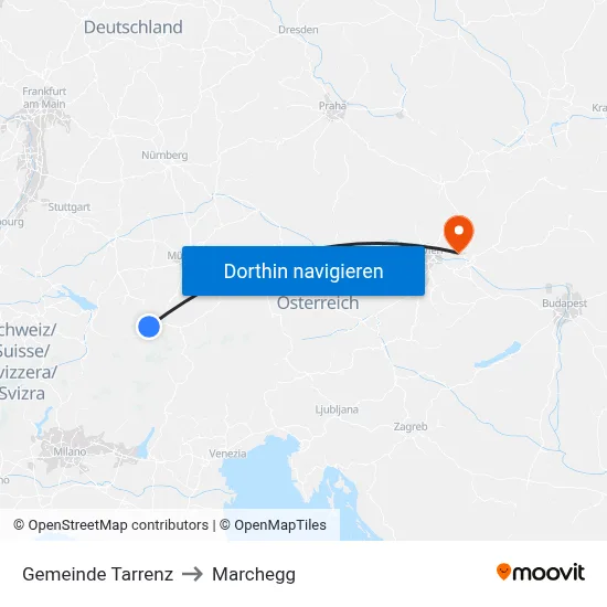 Gemeinde Tarrenz to Marchegg map