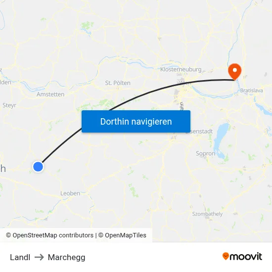 Landl to Marchegg map