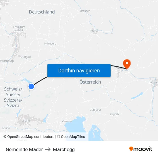 Gemeinde Mäder to Marchegg map