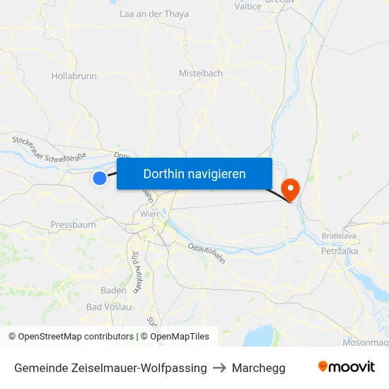 Gemeinde Zeiselmauer-Wolfpassing to Marchegg map