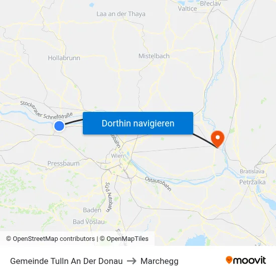 Gemeinde Tulln An Der Donau to Marchegg map