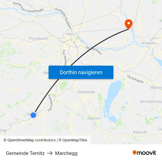 Gemeinde Ternitz to Marchegg map