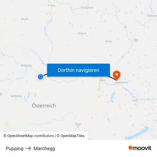 Pupping to Marchegg map