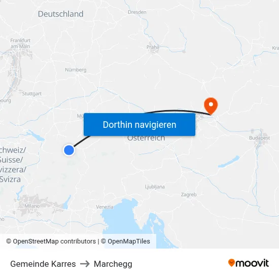 Gemeinde Karres to Marchegg map