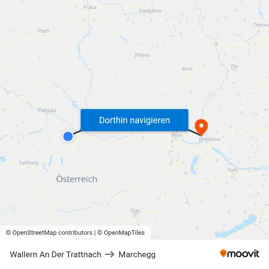 Wallern An Der Trattnach to Marchegg map