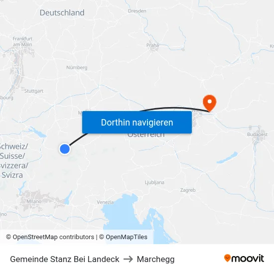 Gemeinde Stanz Bei Landeck to Marchegg map
