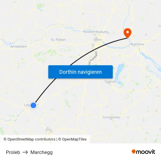 Proleb to Marchegg map
