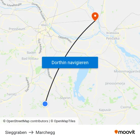 Sieggraben to Marchegg map