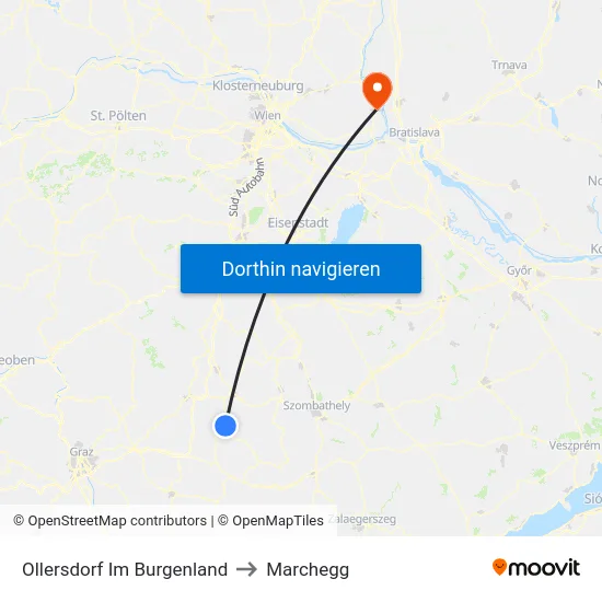 Ollersdorf Im Burgenland to Marchegg map