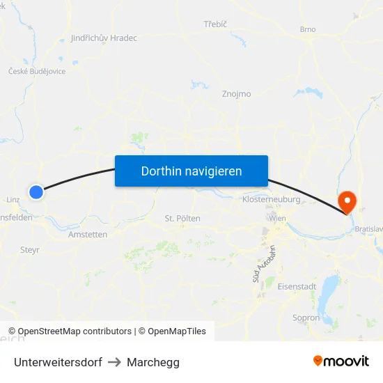 Unterweitersdorf to Marchegg map