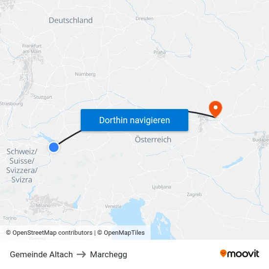 Gemeinde Altach to Marchegg map