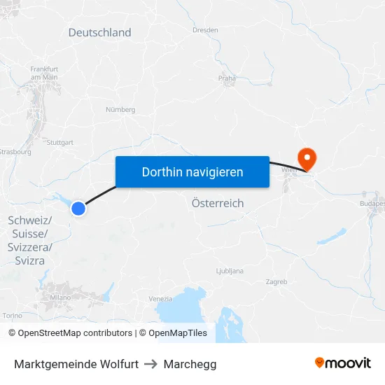 Marktgemeinde Wolfurt to Marchegg map