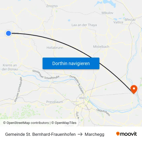 Gemeinde St. Bernhard-Frauenhofen to Marchegg map