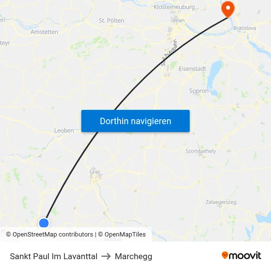 Sankt Paul Im Lavanttal to Marchegg map