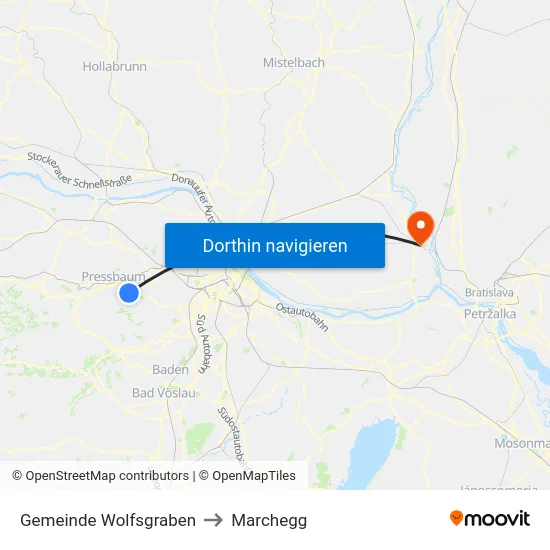 Gemeinde Wolfsgraben to Marchegg map