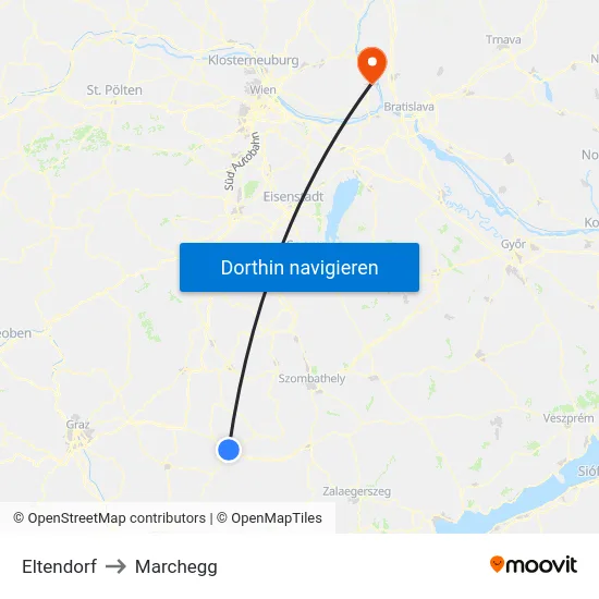 Eltendorf to Marchegg map