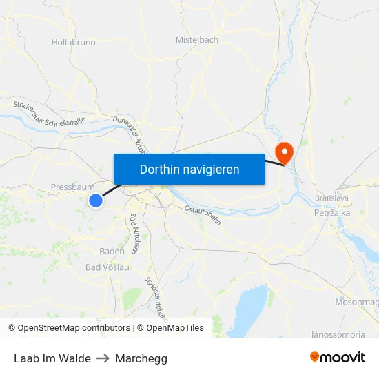 Laab Im Walde to Marchegg map