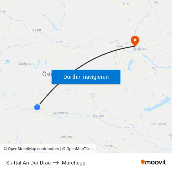 Spittal An Der Drau to Marchegg map