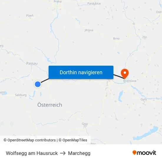 Wolfsegg am Hausruck to Marchegg map