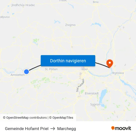 Gemeinde Hofamt Priel to Marchegg map