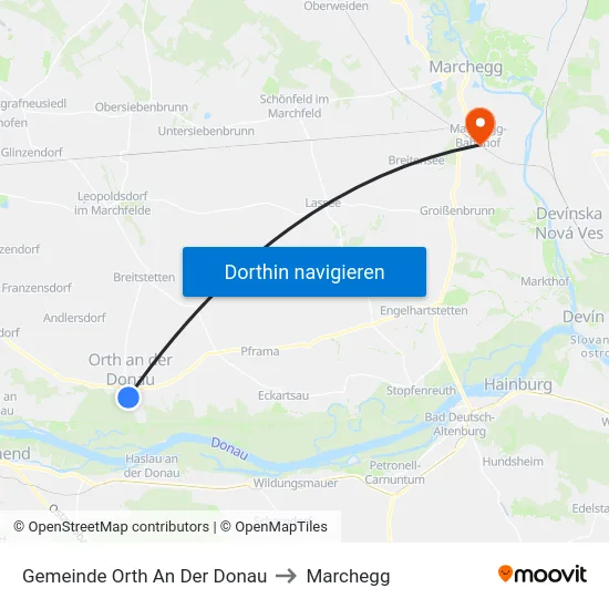 Gemeinde Orth An Der Donau to Marchegg map