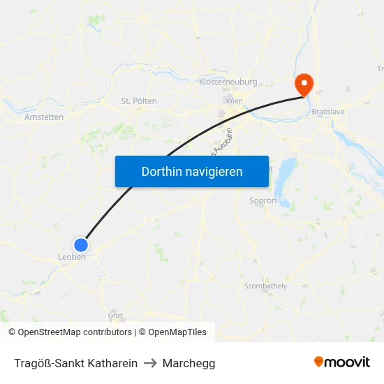 Tragöß-Sankt Katharein to Marchegg map