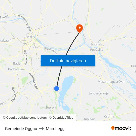 Gemeinde Oggau to Marchegg map