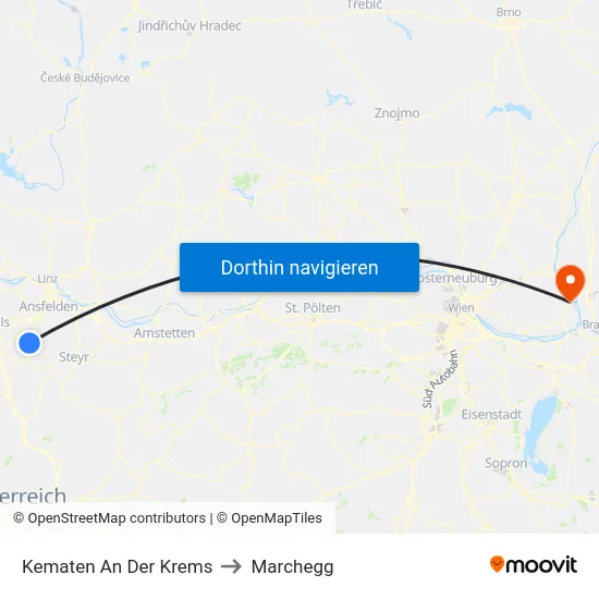 Kematen An Der Krems to Marchegg map