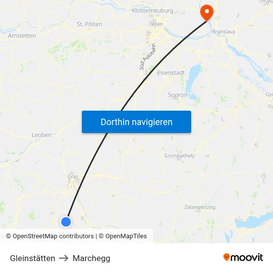 Gleinstätten to Marchegg map
