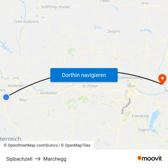 Sipbachzell to Marchegg map